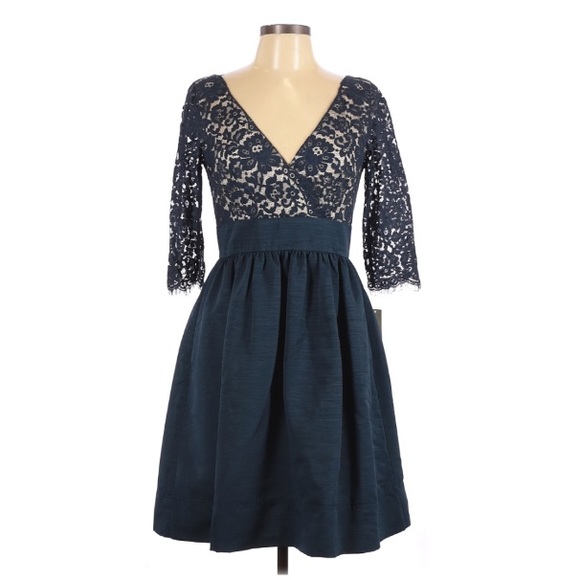 Eliza J Navy Quarter Sleeves Lace Cocktail Dress 2 - Picture 14 of 14